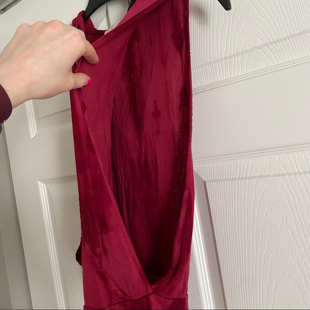 ❤️ 2 for $15 Ethereal Maroon Tie Dye Tank Top Sleeveless workout Hoodie - Picture 4 of 5